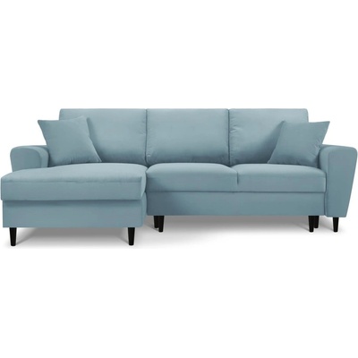 Cosmopolitan Design Светлосин разтегателен ъглов диван с място за съхранение от рипсено кадифе (ляв ъгъл) Kyoto - Cosmopolitan Design (COS_LCF_72_F1_KYOTO4)