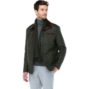 Jacket Club Мъжко яке от естествена кожа e-1202 - Тъмнозелено #318635 (318635_Зелен)