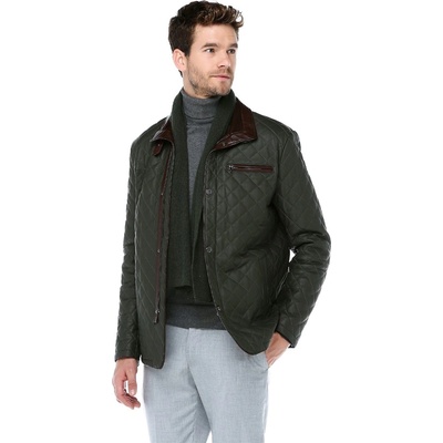Jacket Club Мъжко яке от естествена кожа e-1202 - Тъмнозелено #318635 (318635_Зелен)