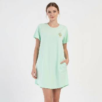 Image 1 of Зелена нощница с къс ръкав и малка апликация