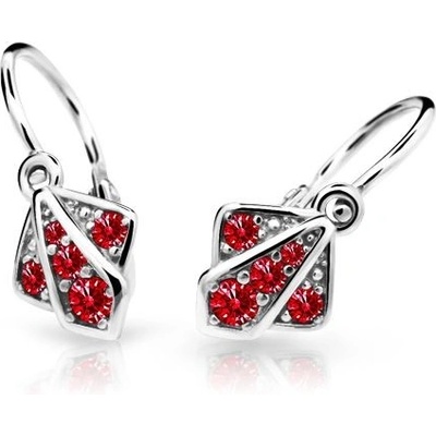 Danfil dětské náušnice C2241 z bílého zlata s kamínky Ruby Dark zapínání brizura