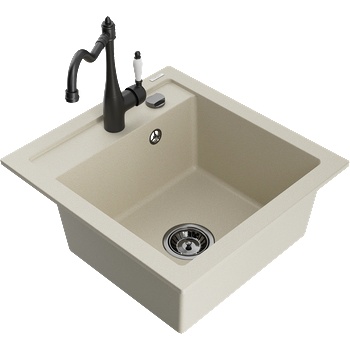 Mexen Vito гранитна мивка с 1 отделение и кухненски смесител Carla, бежов - 6503-69-670700-70 (6503-69-670700-70)