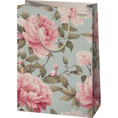 Cardex Екологична подаръчна торбичка от трева, Божури, Л, 24х35см