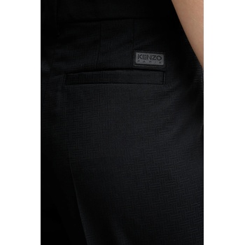 Kenzo Вълнен панталон Kenzo в тъмносиньо с широка каройка, с висока талия FF62PA1099ID (FF62PA1099ID)