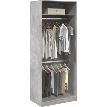 vidaXL Гардероб, бетонно сиво, 80x50x200 см, инженерно дърво (3307795)