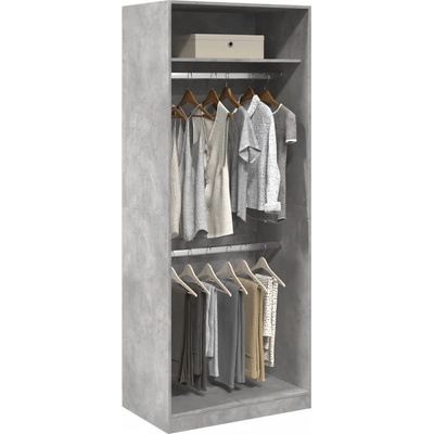vidaXL Гардероб, бетонно сиво, 80x50x200 см, инженерно дърво (3307795)