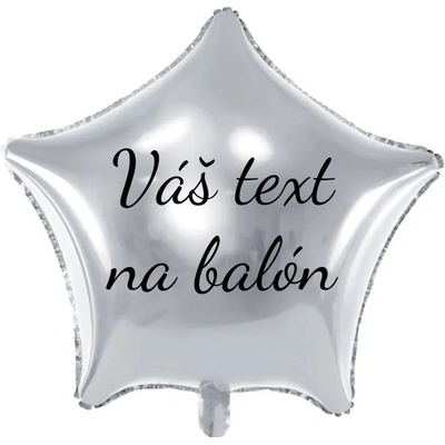 PartyDeco Fóliový balón s textom Strieborná hviezda 70 cm