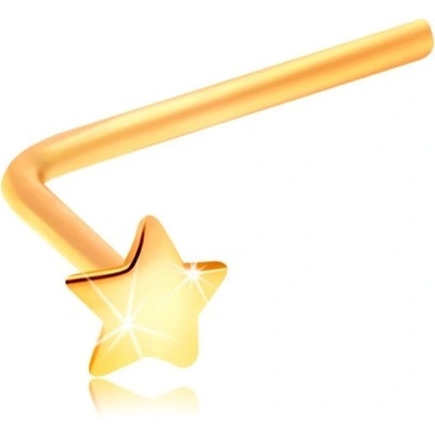 Šperky eshop piercing do nosu ze žlutého zlata malá hvězdička zahnutý tvar GG207.05