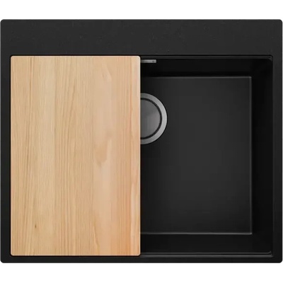 Твоят Стил Черна кухненска гранитна мивка Осло 60 XXL Top 580 x 500 мм