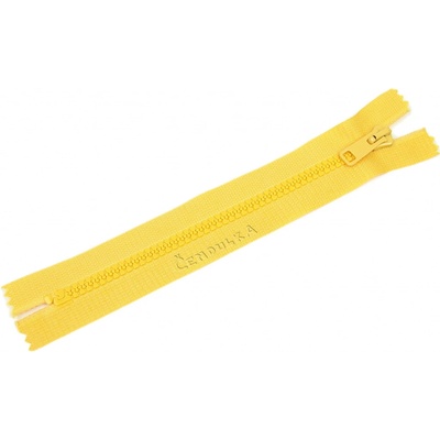 Zdrhovadlo zip kostěný 25 cm nedělitelný sytě žlutá