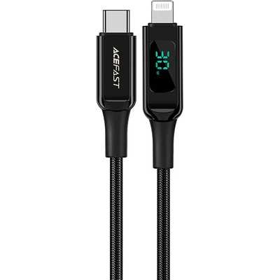 ACEFAST Кабел за зареждане Acefast MFI от USB Type C към Lightning, 1.2m, 30W, 3A, Черен (C6-01-C-L black)