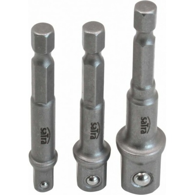 Adaptéry na gola nářadí, do vrtačky, čtyřhran 1/4” 3/8” 1/2”, šestihran 1/4", 3 ks - SATRA