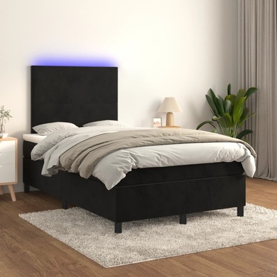 vidaXL 3135998 Boxspring postel s matrací a LED samet / barva Černá