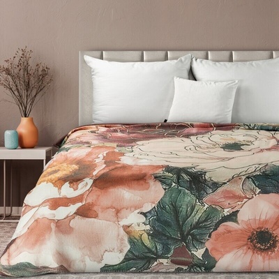 Takoy PREMIUM Deka CHLOE polyesterovo-akrylová s malovaným květinovým potiskem-HF-425301 150 x 200 cm