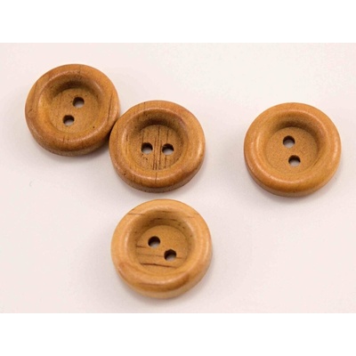 Dierkový drevený gombík - so širším okrajom - tmavá béžová - priemer 1,8 cm