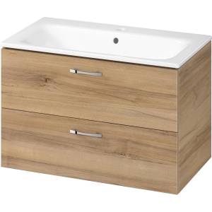 Cersanit S801-539 - Стенно окачен шкаф за баня с умивалник NIKO 80x45 см орех (CS0193)
