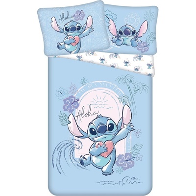 Jerry Fabrics Синьо единично памучно детско спално бельо 140x200 cm Lilo and Stitch "Wave" - Jerry Fabrics (24BS120)