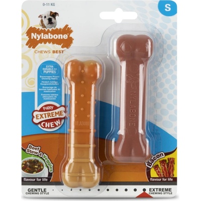 Nylabone hračka Extreme kost příchuť slanina a hovězí S 2ks