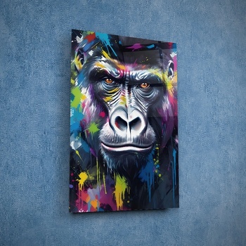 Art gift Стъклено АРТ пано - Цветна горила