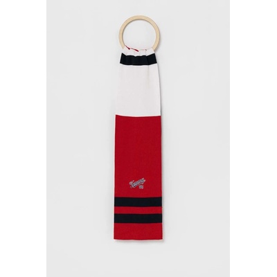 Tommy Hilfiger Детски памучен шал Tommy Hilfiger в червено с десен (AU0AU01650.PPYX)