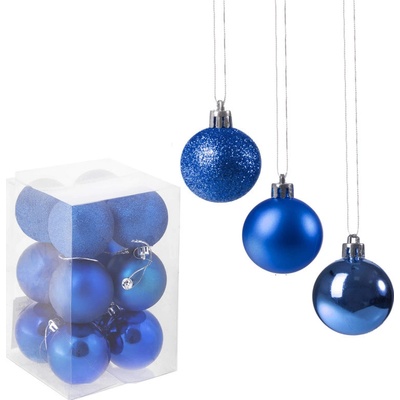 SPRINGOS Vánoční baňky modré mix 6cm sada 12ks