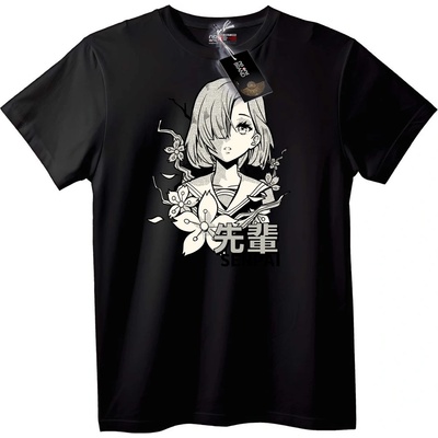 NOONEBRAND Тениска аниме Senpai с флорален дизайн - 2XL, White