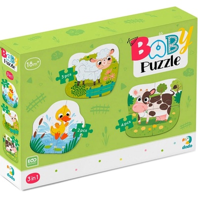dodo Бебешки пъзел DoDo 3 в 1 - Животните от фермата (300393)