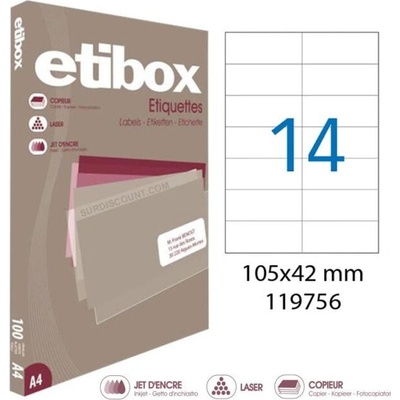 Etikety univerzálne 105x42,4mm Etibox A4 100 hárkov