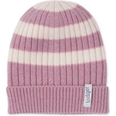 Lodger pletená merino čiapka stripe mauve