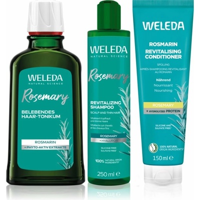 Weleda Rosemary vlasové tonikum 100 ml + Weleda Rosemary revitalizačný šampón 250 ml + Weleda Rosemary revitalizačný kondicionér 150 ml