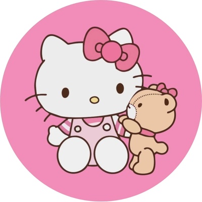 Hello Kitty – s plyšovým medvídkem v růžové – jedlý obrázek na dort – Hledejceny.cz