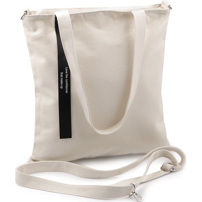 Textilní taška Crossbody bavlněná 33x38 cm 1 režná světlá