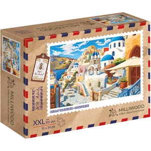 Milliwood Дървен пъзел Milliwood, Hello Traveler, 501 части - Санторини (XXL-Santorini-5077) - bright-toys