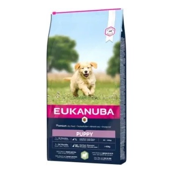 EUKANUBA Puppy Large - Пълноценна суха храна за подрастващи кученца от средни породи на възраст - между 2 и 12 месеца, с агнешко месо, 12 кг