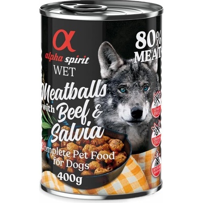 Alpha spirit Dog Meatballs hovězí se šalvějí 6 × 400 g