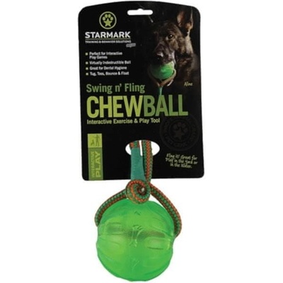 Starmark Hračka guma Chew ball lopta so šnúrkou L zelený