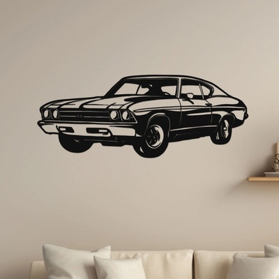 dřevo života Dřevěný obraz Chevrolet Chevelle SS F235 Rozměry (cm): 80x32, Zvolte barvu dekoru: Černá