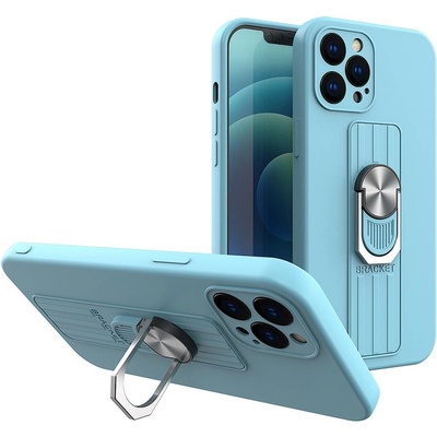 HQWear Силиконов кейс с пръстен HQWear за Apple iPhone 12 Mini, Светлосин (9145576214237)