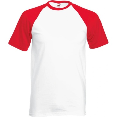 Fruit of the Loom tričko Baseball T raglánové krátký rukáv pánské bílé /červené