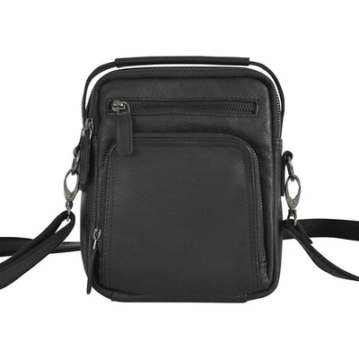 Menší pánská kožená Crossbody taška s rukojetí černá