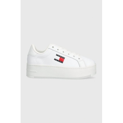 Tommy Jeans kožené tenisky TJW FLATFORM ESS biela