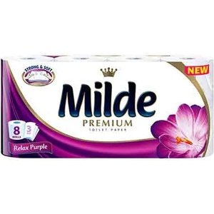 Milde Тоалетна хартия Milde 8бр рeлакс-лилава (Mi89-35)