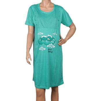 Image 1 of Нощница за кърмачки в зелено с апликация мече