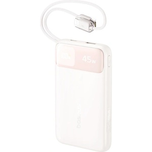 Baseus EnerFill FC11 зарядно устройство с бързо зареждане 10000mAh, 45W, с вграден 2xUSB Type-C кабел, бежово (E0031001)