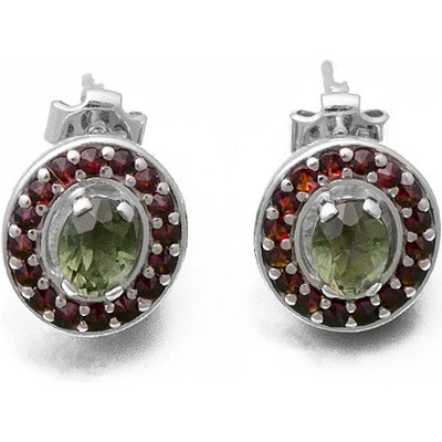 Zlatnictví zlatíčko náušnice s granáty a vltavínem 971.00001