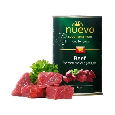 nuevo Adult Beef- Консервирана храна с говеждо месо за израснали кучета, 3 броя х 400 гр