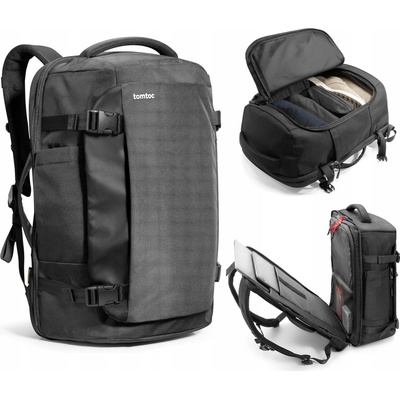 Tomtoc Travel Laptop Backpack (T66M1D1) - Durable Recycled Fabric, 17“, 40l - Black – Sleviste.cz