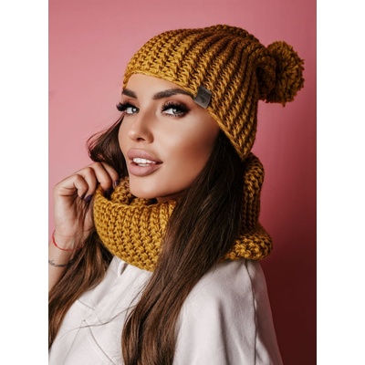 Fashionweek dámský zimní set čepice + šála komin NB1027 Hořčičný