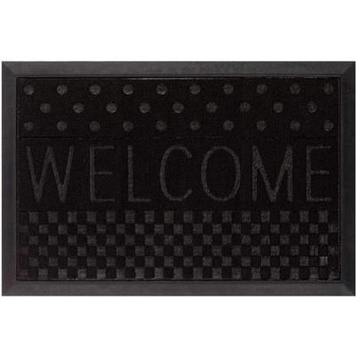 60 x 40 см правоъгълна изтривалка от гума и текстил с релефни мотиви и надпис Welcome в средата
