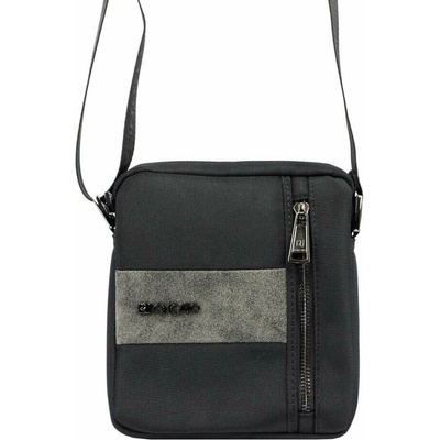 Roncato Černá pánská Sáček z Plátna a Přírodní Kůže Crossbody Střední s Stříbrnými Kováními